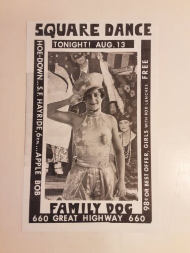 Vintage rock n' roll handbill / Square Dance / Family Dog Great Highway