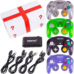 EVORETRO 4-Pack Switch Gamecube Controller with Extension Cords and Adapter