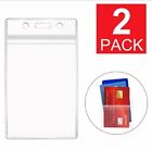 2-Pack Vertical ID Card Holder Clear Plastic Badge Resealable Waterproof credit