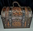 Vintage Wooden Gothic Pirate Treasure Chest Large Booty Box Medieval Woven
