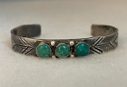 Vintage Old Fred Harvey Navajo Ingot Silver Cerrillos Turquoise Bracelet