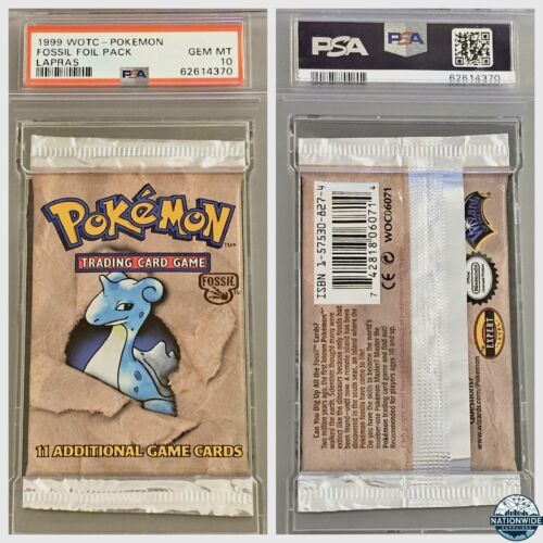 1999 Pokemon Fossil Lapras Sealed Booster Pack Graded PSA 10 WOTC Not 1st Ed. NM