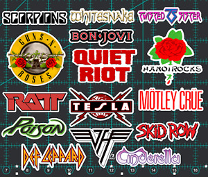 15 Hair Metal Rock Band Logo Stickers - Clear, Holographic, or White - Poison