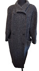 Vtg Reflections Women's Union Made Black Tweed Trench Coat Lined Sz 12 made USA