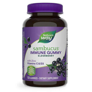 Nature’s Way Sambucus Immune Gummies,Elderberry,Vitamin C,Vitamin D3, Zinc, 120