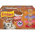Purina Friskies Extra Gravy Chunky Wet Cat Food Variety Pack 5.5 OZ CANS 24 Pack