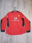 2002 Nike Manchester United Man Long Sleeve Jersey Shirt Home Vodafone Flawed
