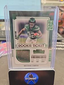 New Listing2021 panini contenders football Michael Carter Rookie ticket patch card nm