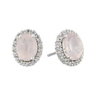 Finecraft Rose Quartz & Created White Sapphire Stud Earrings in Sterling Silver