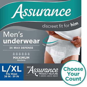 Assurance Men's Incontinence Underwear, L/XL, Maximum Absorbency (36 Count)