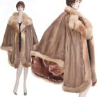 LKNW! Glamorous, Trendy Camel Color Mink Fur with Fox Fur Cape/Poncho