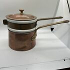 Vintage French Copper Brass Bazar Francais NY Double Boiler Hall 1083 7” As-is