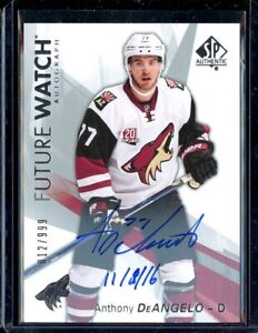 2016-17 SP Authentic Future Watch Auto Inscribed Anthony DeAngelo RC _1398