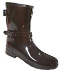 Hunter Boots Refined Brown Gloss Short Waterproof Buckle Womens Size 7 NWOB