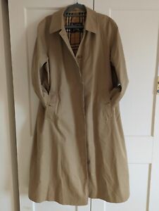 Burberry Women Vintage Beige Single Breasted Haymarket Trench Coat MAC UK 18 XL