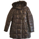 Marc NY Black Down Coat Puffer Size Large with Faux Fur Trimmed Hood NEW