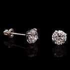 0.5Ct Simulated Diamond 14K White Gold 4mm Round Screw Back Stud Earrings