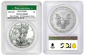 2021 P SILVER AMERICAN EAGLE $1 EMERGENCY T1 PCGS MS69 FIRST STRIKE