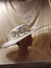 August Accessories Sarasota Straw Sunhat Womens Ivory Formal Wide Brim NWT
