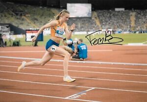 femke bol netherlands starts the race strong during the final signed 12x8 photo