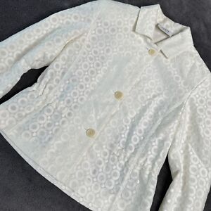 Akris Punto Women's Size 2 Button Up Embroidered Blazer Cream White