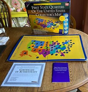 New ListingFIRST STATE QUARTERS OF THE UNITED STATES MAP - COA - COLLECTOR'S GUIDE - NEW