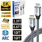 HDMI 8K Premium Mesh Braided Cable High Speed Ultra HDTV Cord 3D ARC 3FT-16FT