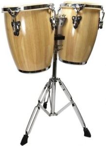 Zenison Latin Percussion Conga Drum Set 9 And 10 Inch Heads + Stand Natural Wood