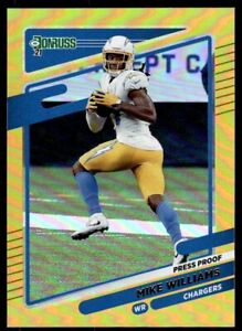 Mike Williams 2021 Donruss Press Proof Premium Gold D25 #76 Los Angeles Chargers
