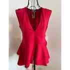 Leith Red Sleeveless Peplum Top NWT Size Small