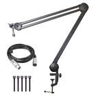 AxcessAbles Large Heavy Duty Desk Mounted Microphone Boom Stand with 3.3ft