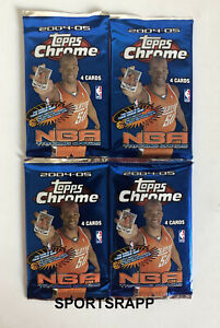 Lot (4) 2004-05 Topps Chrome Basketball Card Unopened Packs - 4 Cards Per Pack