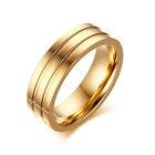 6mm Groove Band Men Women's 18K Yellow Gold Filled Wedding Party Ring Size 6-12