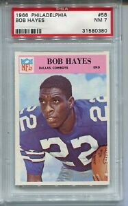 1966 Philadelphia Football #58 Bob Hayes Rookie Card Graded PSA 7 Nr MINT