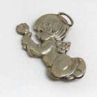 Vintage 925 Sterling Silver PMI Precious Moments Boy Child Angel Brooch Pin