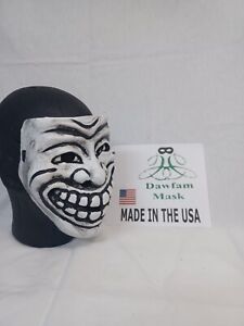 Troll Meme Face mask, mardi gras, day of the dead. Halloween party mask green.