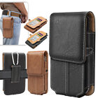 Cell Phone Pouch Case Waist Holster Vertical Leather Holder with Belt Clip Loop