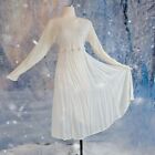 Vintage Ice Princess 90s Does Edwardian White Dress Gown Embroidered Net Lace