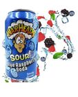 💥WARHEADS🚀 Sour Blue🍇 Raspberry Soda Large 12 oz Can