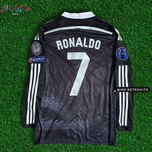 Ronaldo #7 Real Madrid 2014 Long Sleeve UCL third Black Dragon Retro Jersey M