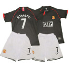 Cristiano Ronaldo #7 Manchester United 07/08 Retro Away YOUTH Kit Jersey Black
