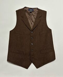 Brooks Brothers 1818 Madison Men’s Brown Herringbone Wool Dress Vest 43L