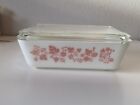 Vintage Pyrex Pink on White Gooseberry 1.5 qt Oven Refrigerator Dish #503 w/ Lid