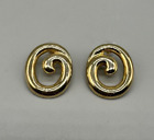 Womens Earrings Gold Tone Swirls Pierced Post Modernist Costume Jewelry 1 Inch