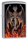 Zippo Anne Stokes Dragon with Fire and Sword Lighter, Street Chrome NEW IN BOX