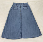 Nuon Woman’s 32” Lightweight Denim Button Front Maxi Split Boho Skirt Pockets