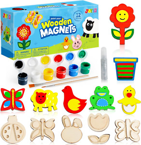 12 Wooden Magnet Creativity Arts & Crafts Painting Kit for Kids