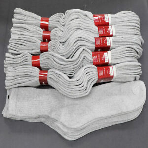 Men's Gray Cotton Moisture Breathable Work Heavy Crew Socks Wholesale Bulk Lots