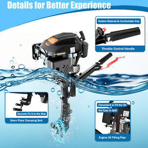 4-Stroke 6 HP Outboard Motor Fishing BoatEngine Boat Engine w/Air Cooling System