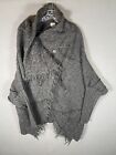 TRANSIT PAR SUCH Wool Poncho Style Pullover Buttons Gray RARE Size 2 VTG